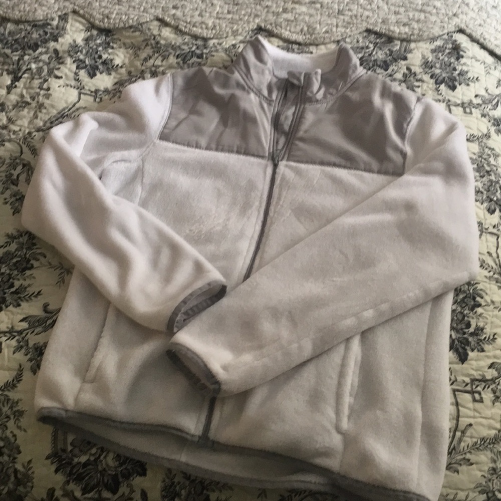 White fleece jacket.